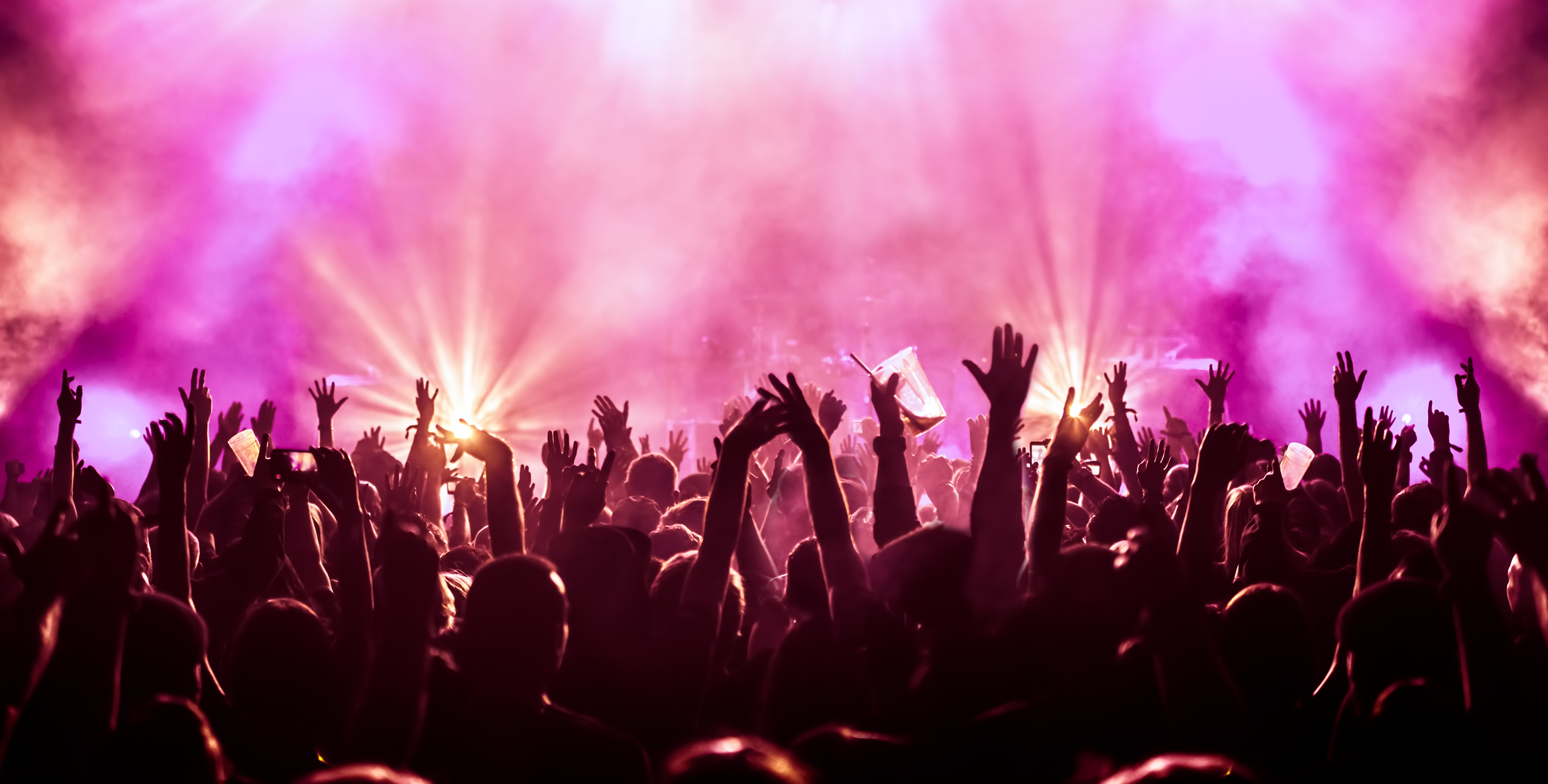 Audience cheering at vibrant concert