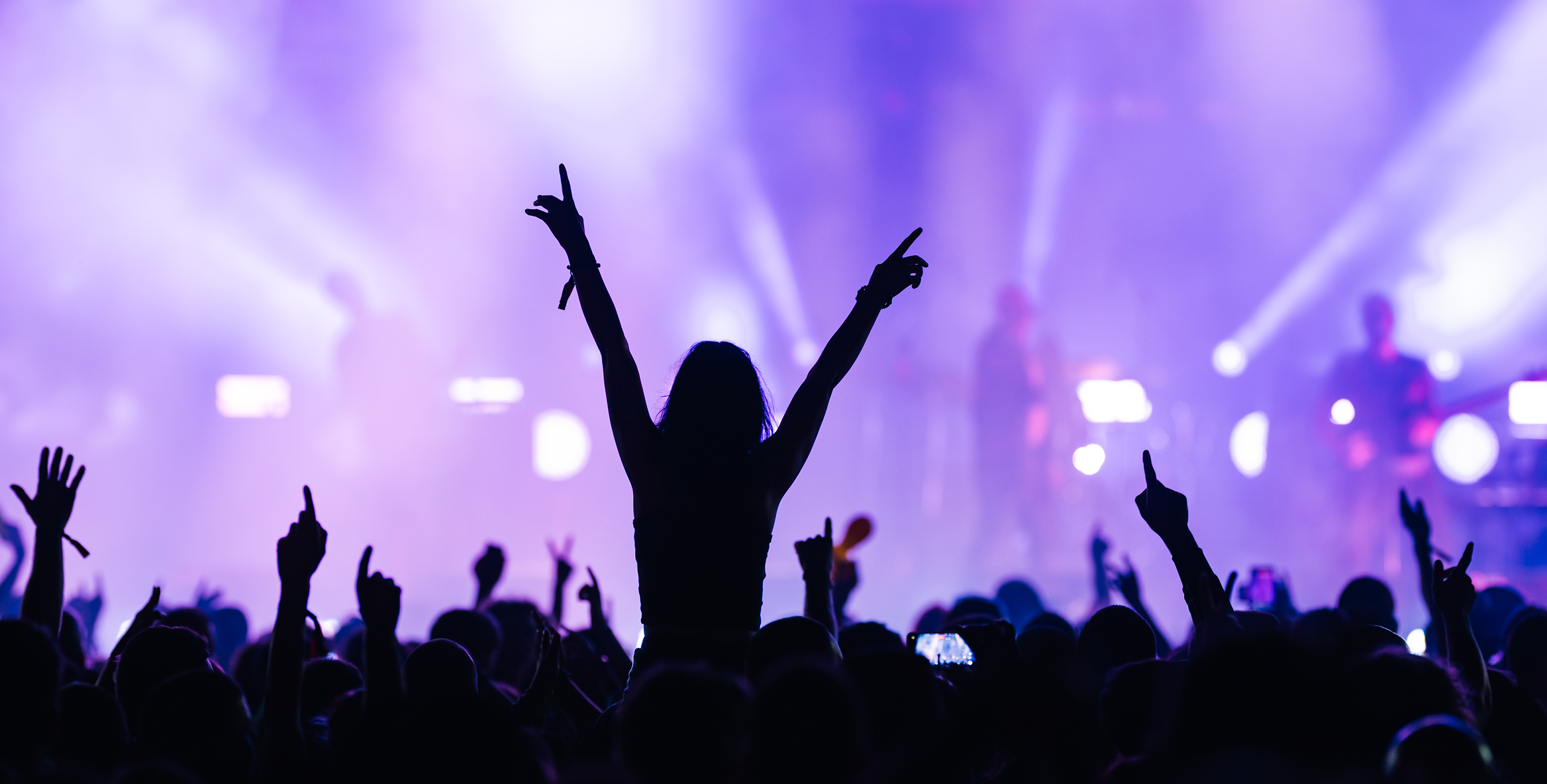 Fans cheering at a vibrant music event