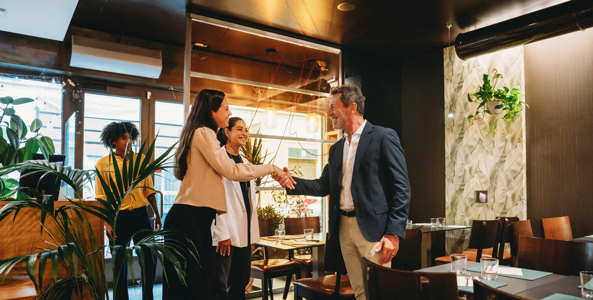 Professional greeting in a stylish setting
