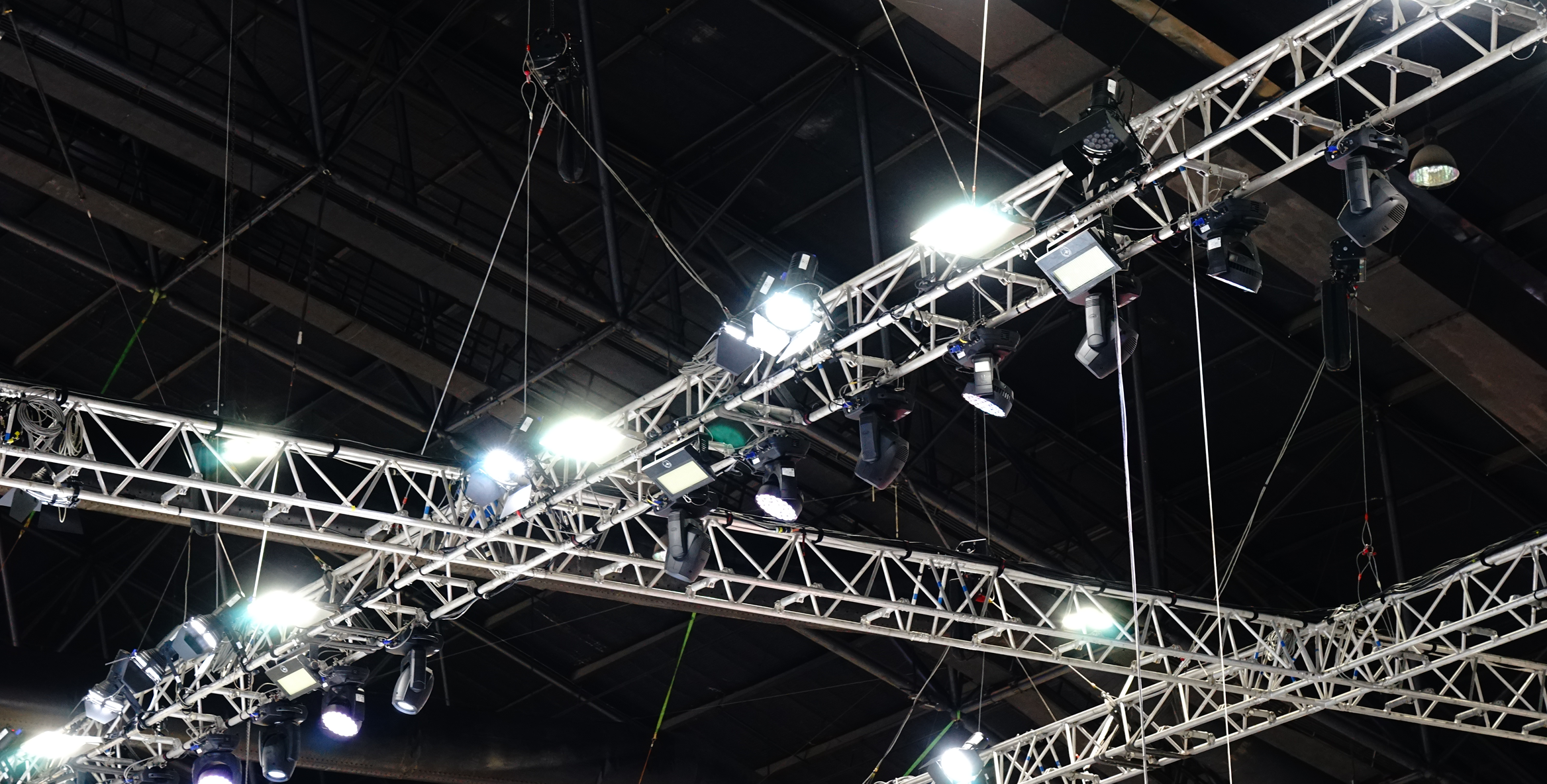 Overhead stage lights in theater